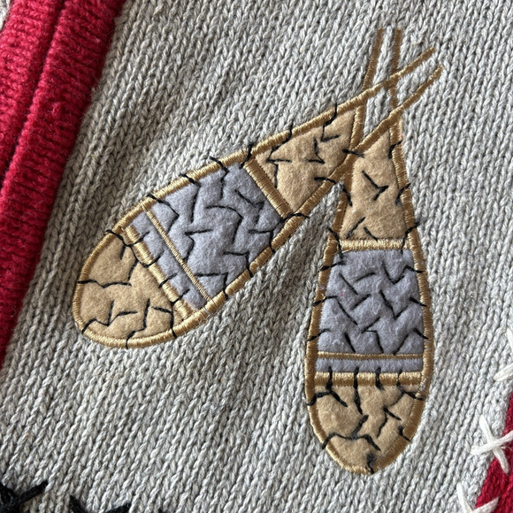 Vintage 90s Field Gear Cardigan Women's Size Small Red Winter Sports Holiday Zip - Picture 6 of 11